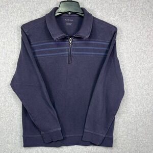 Van Heusen Sweater Men's Large Blue Long Sleeve Half Zipper Casual‎ Pullover